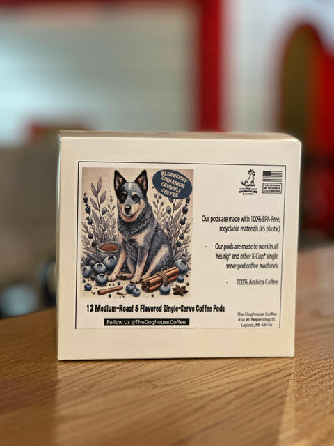 Blueberry Cinnamon Crumble Coffee Pods.