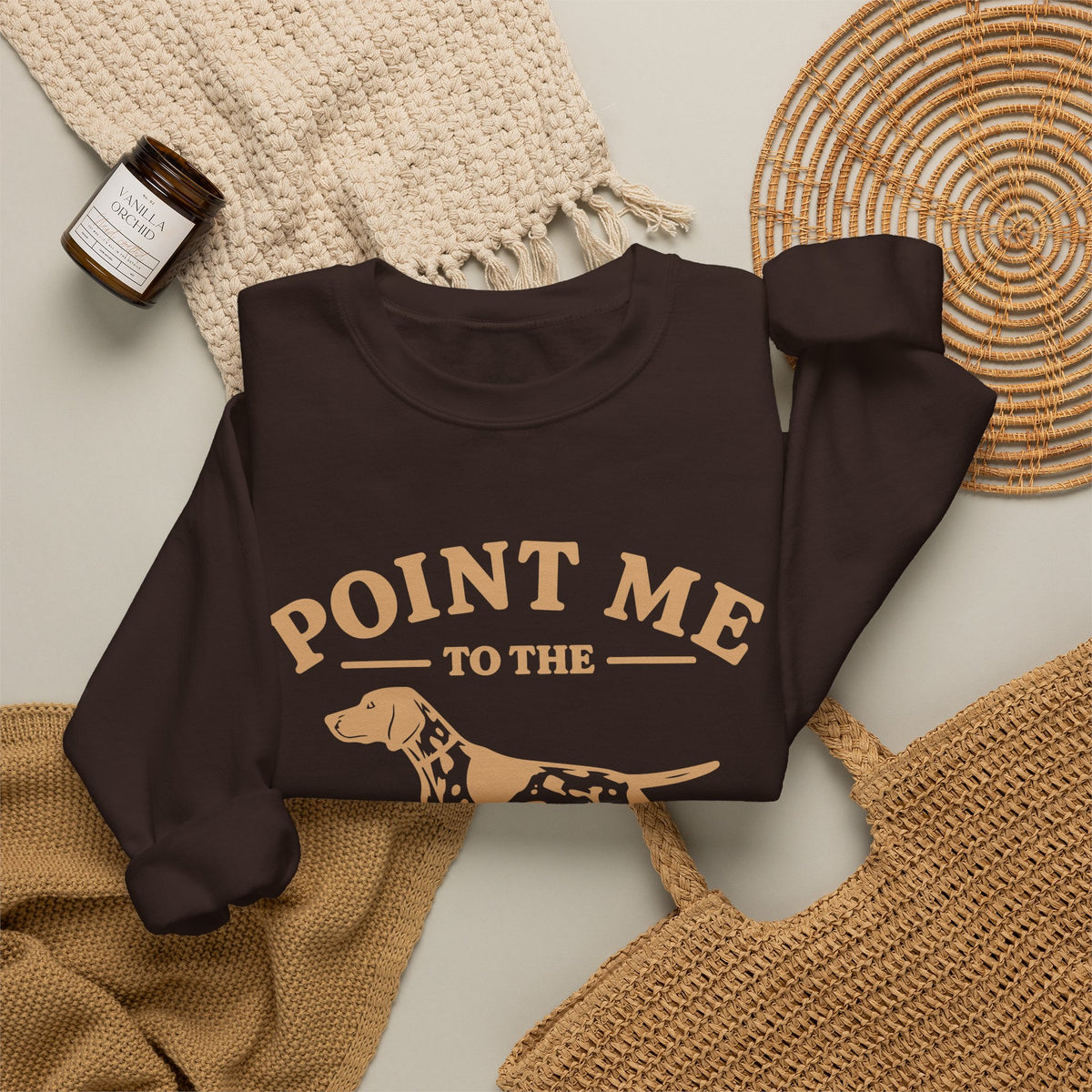 Point Me to the Coffee Sweatshirt | Pointer Dog Coffee Design