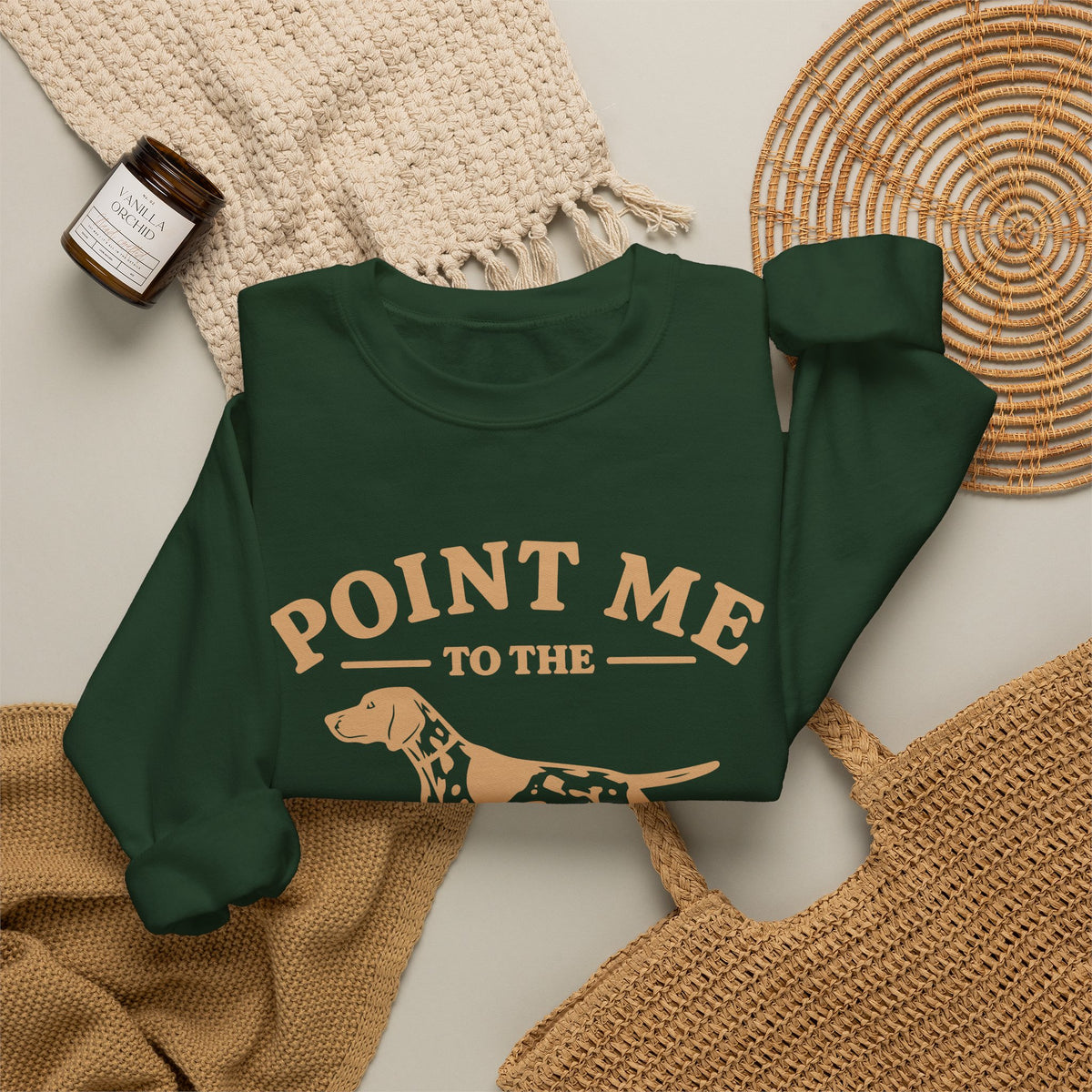 Point Me to the Coffee Sweatshirt | Pointer Dog Coffee Design