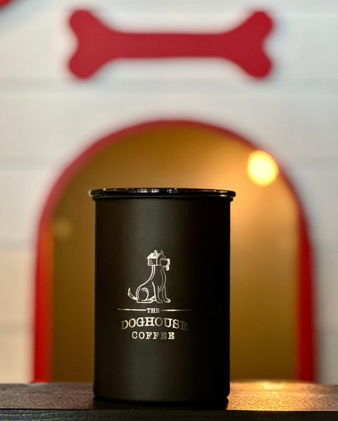 The Doghouse Coffee Airscape Storage Canister.